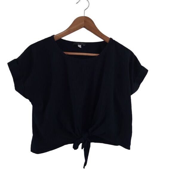 Final touch crop top T-shirt black size medium - Picture 1 of 3